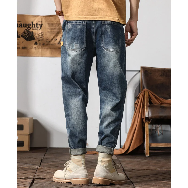 Men Clothing 2022 New Straight Loose Cylinder Jeans Vintage Comfortable Blue Ripped  Harun Trousers Female Autumn and Winter