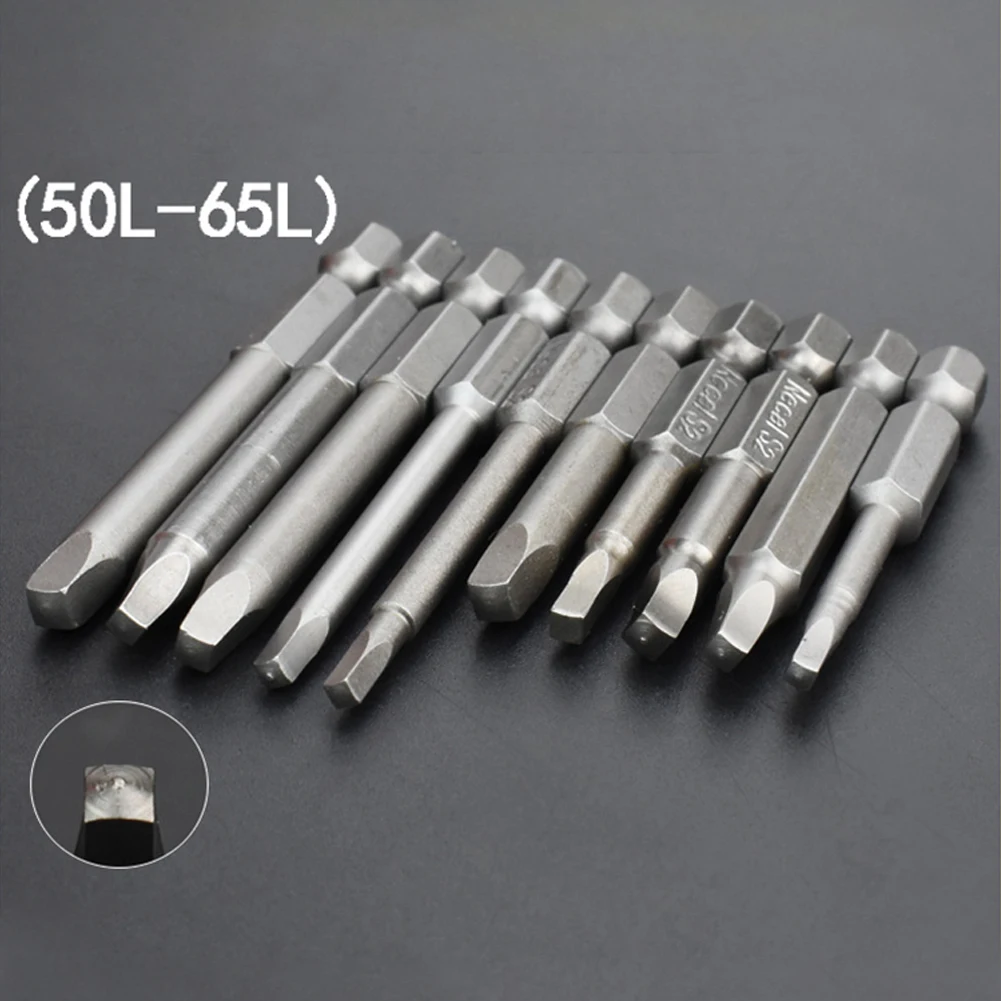 

6pcs 50mm Magnetic Square Head Screwdriver Bits 6.35mm Shank SQ1 SQ2 SQ2.74 SQ3 SQ4 SQ5 For Electrical Electrician Hand Tools