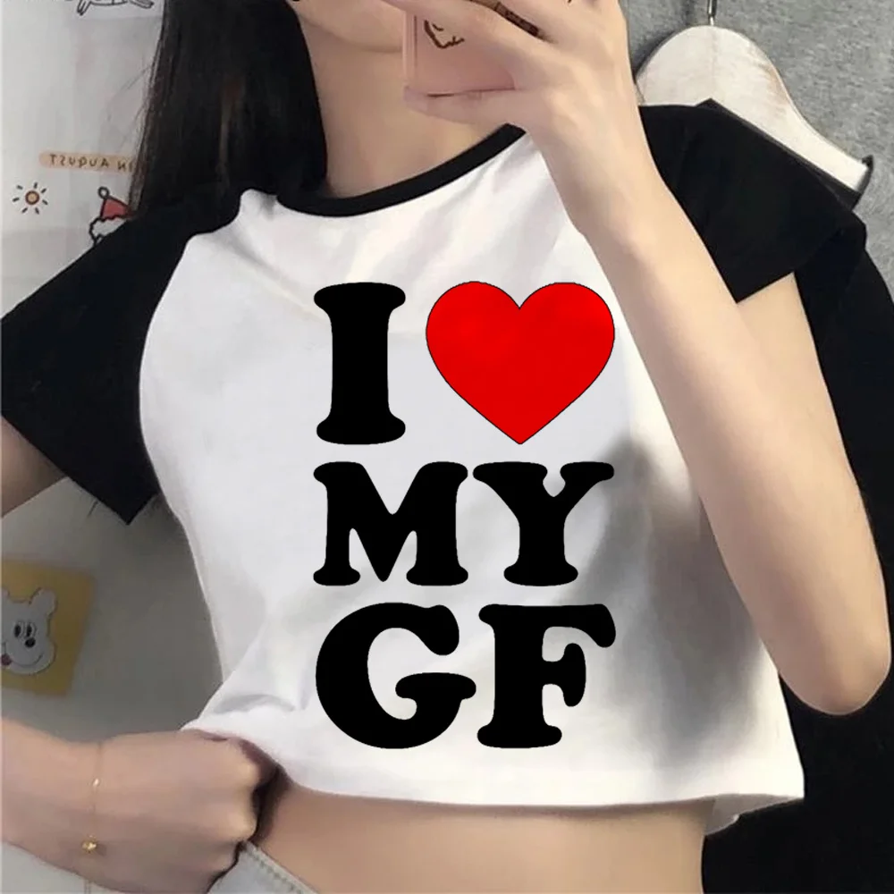 

i love my girlfriend goth 90s crop top Female vintage kawai fairy grunge cropped crop top