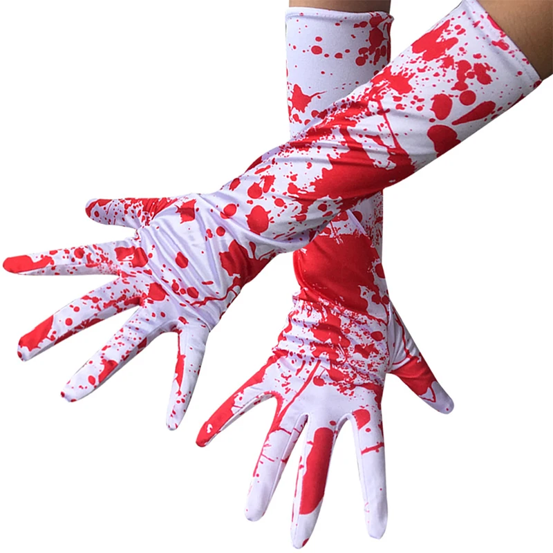 

Halloween Blood Gloves Cosplay Costumes Dress Up Gloves Horror Blood Ghost Hand Theme Long Gloves Full Fingers Mittens