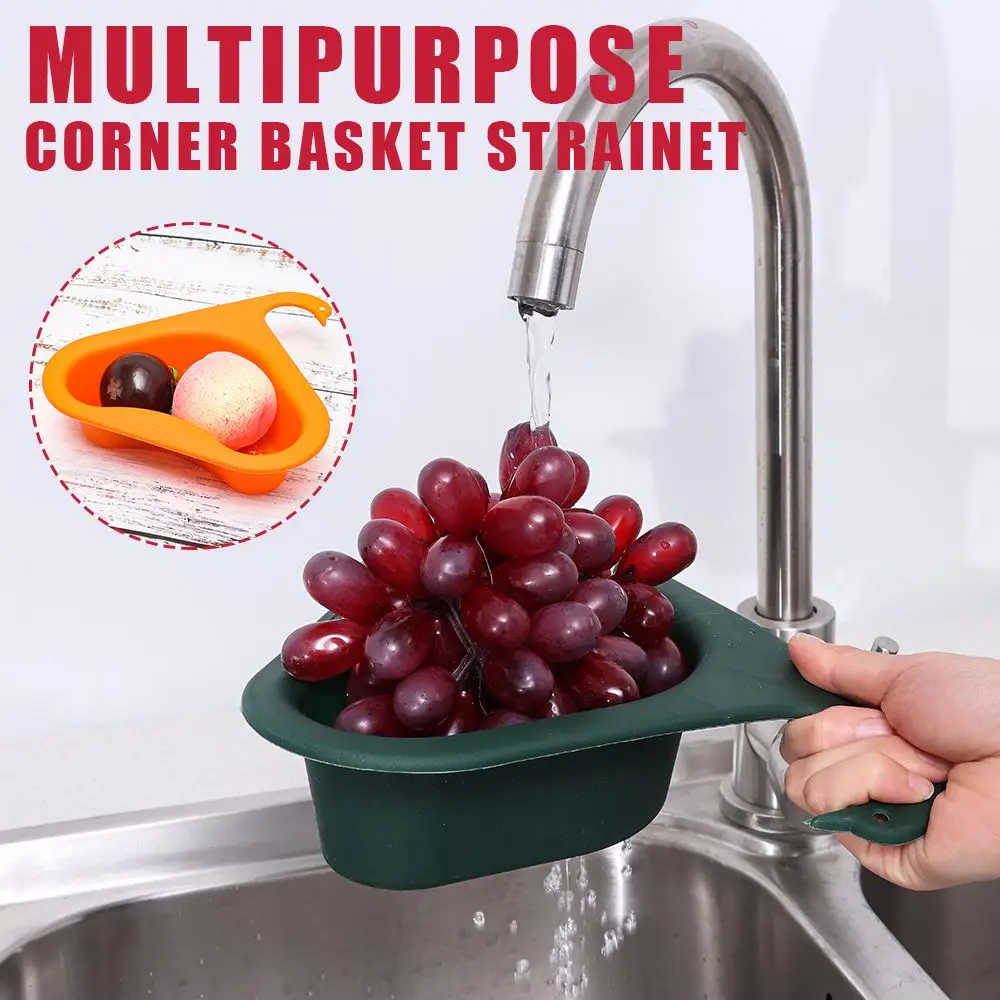 

Multifunctional Sink Filter Shelf Kitchen Leftover Triangular Sink Strainer Household Gadgets Swan Drain Basket Storage Rack