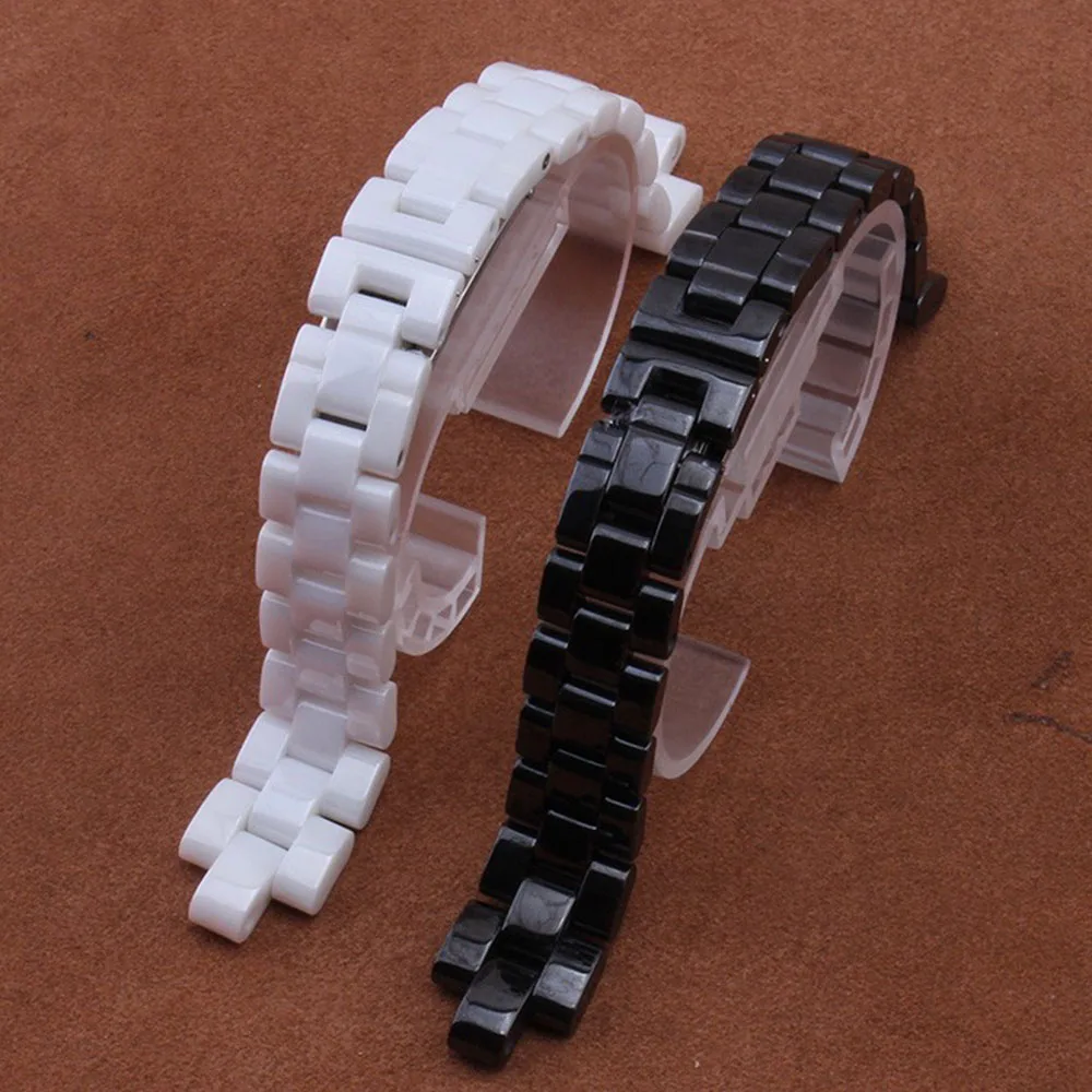 Керамические ремешки для часов J12 черные и белые 16 мм 19