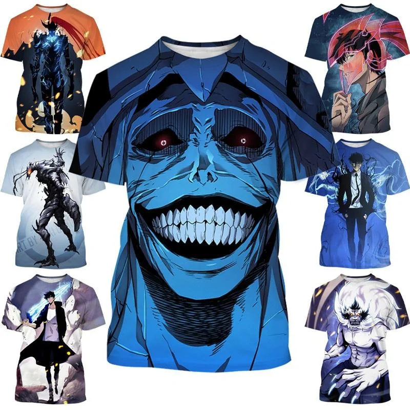 

Fashion Funny Short Sleeve Men's Anime T-shirt 3D Printing Solo Leveling T Shirt Casual Harajuku Unisex Tops