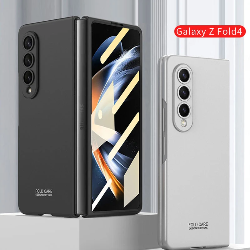 

Front Screen Tempered Glass Protection Phone Case For Samsung Galaxy Z Fold 4 5G Fine Hole Lens Ultrathin Business Hard Cover