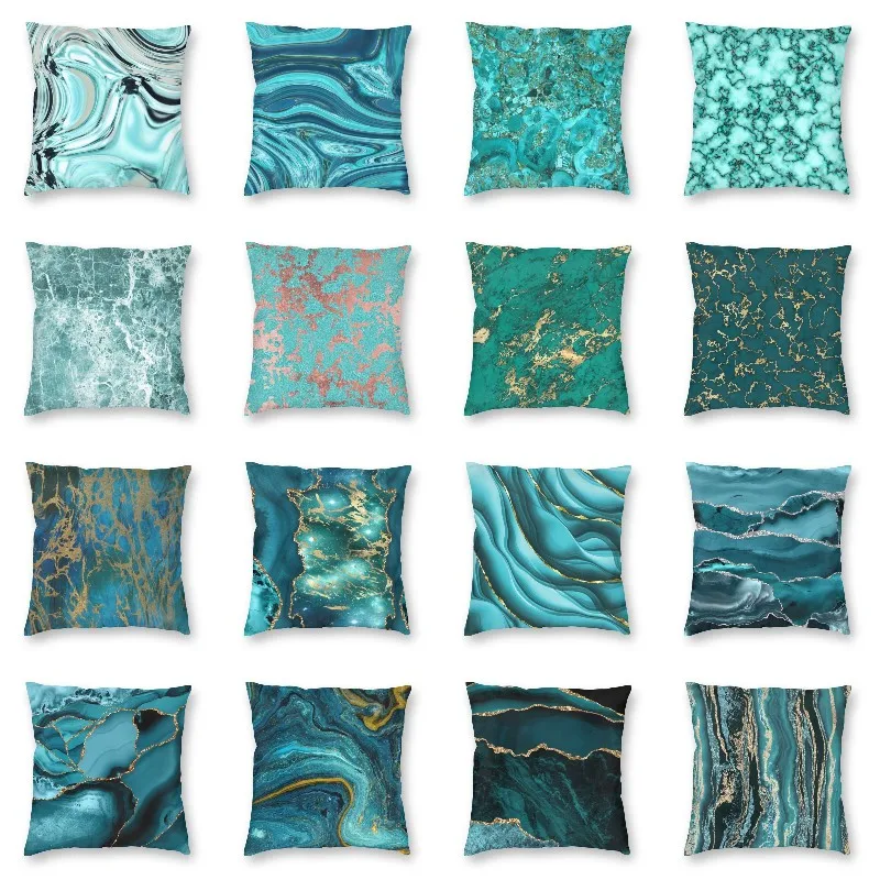 

45x45cm Abstract Marble Pattern Cushion Cover Turquoise Aqua Blue Swirl Car Fashion Pillowcase Home Decor