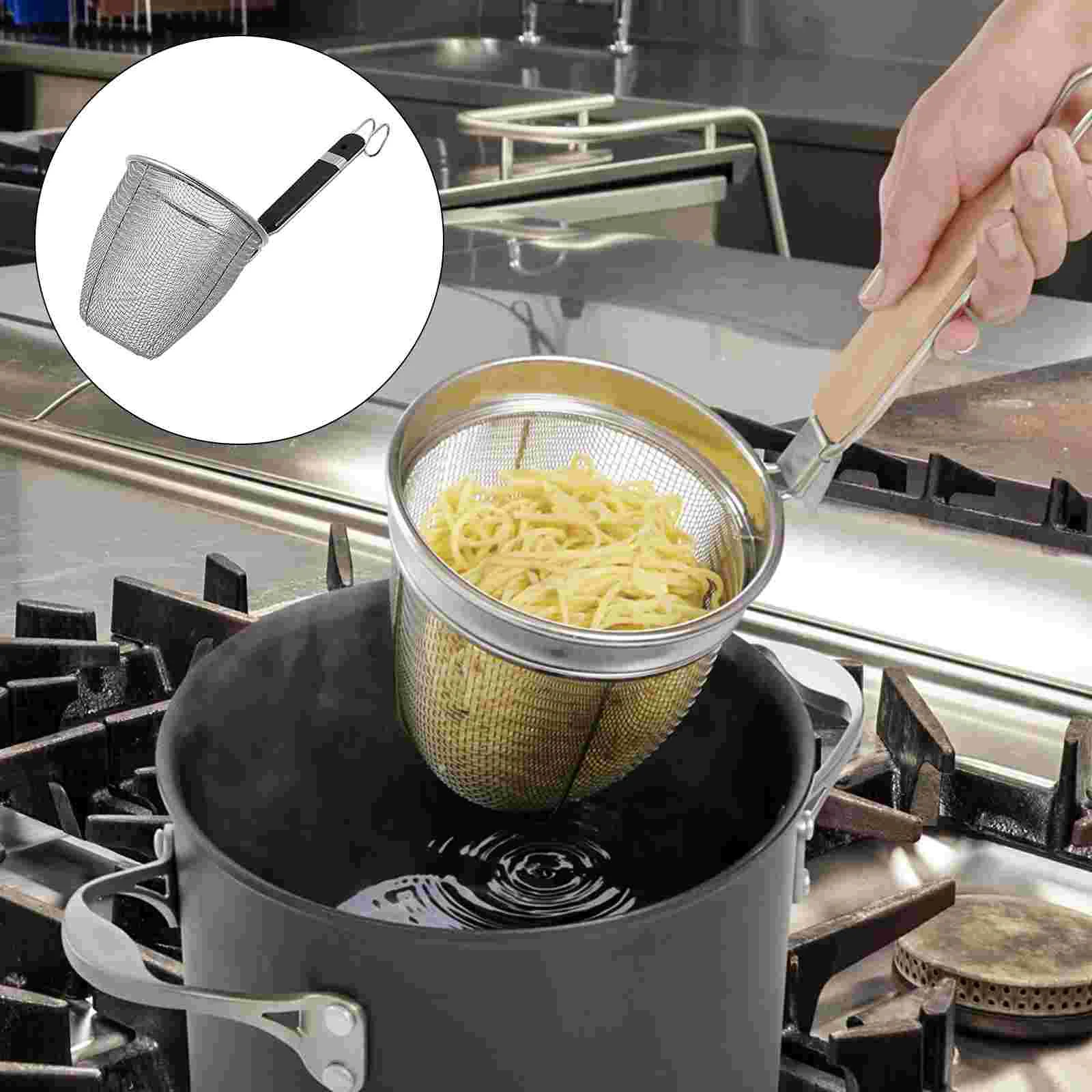 

Frying Food Strainer Fine Mesh Skimmer Basket Noodle Strainer Spoons Kitchen Strainer Kitchen Colander