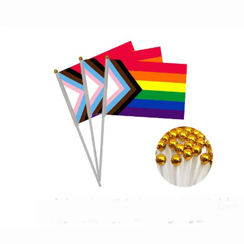 

14*21 CM Rainbow Hand Flag Lesbian Homosexual Gay Pride LGBT Banner 100PCS/LOT