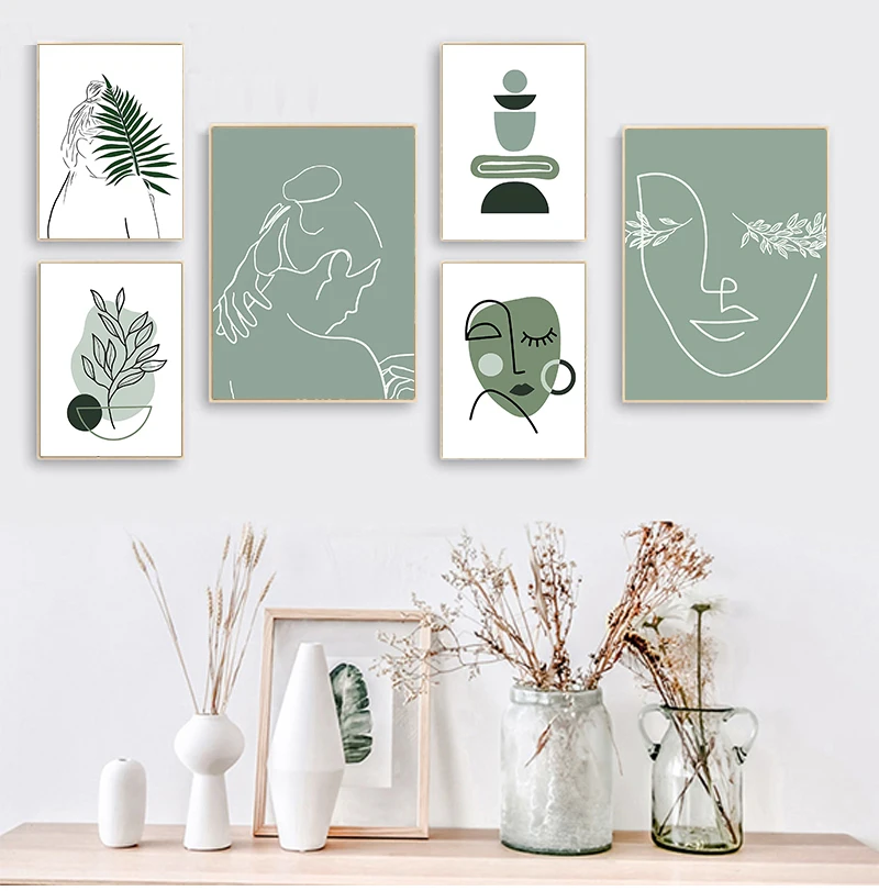 

Abstract Geometric Girl Curve Minimalist Wall Art Canvas Painting Nordic Posters And Prints Wall Pictures For Living Room Decor