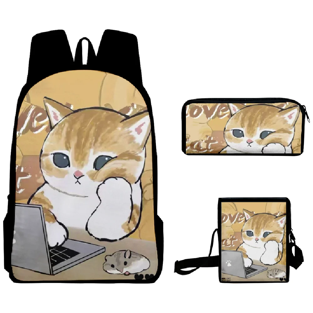 

Popular Funny Working cat 3pcs/Set Backpack 3D Print School Student Bookbag Travel Laptop Daypack Shoulder Bag Pencil Case
