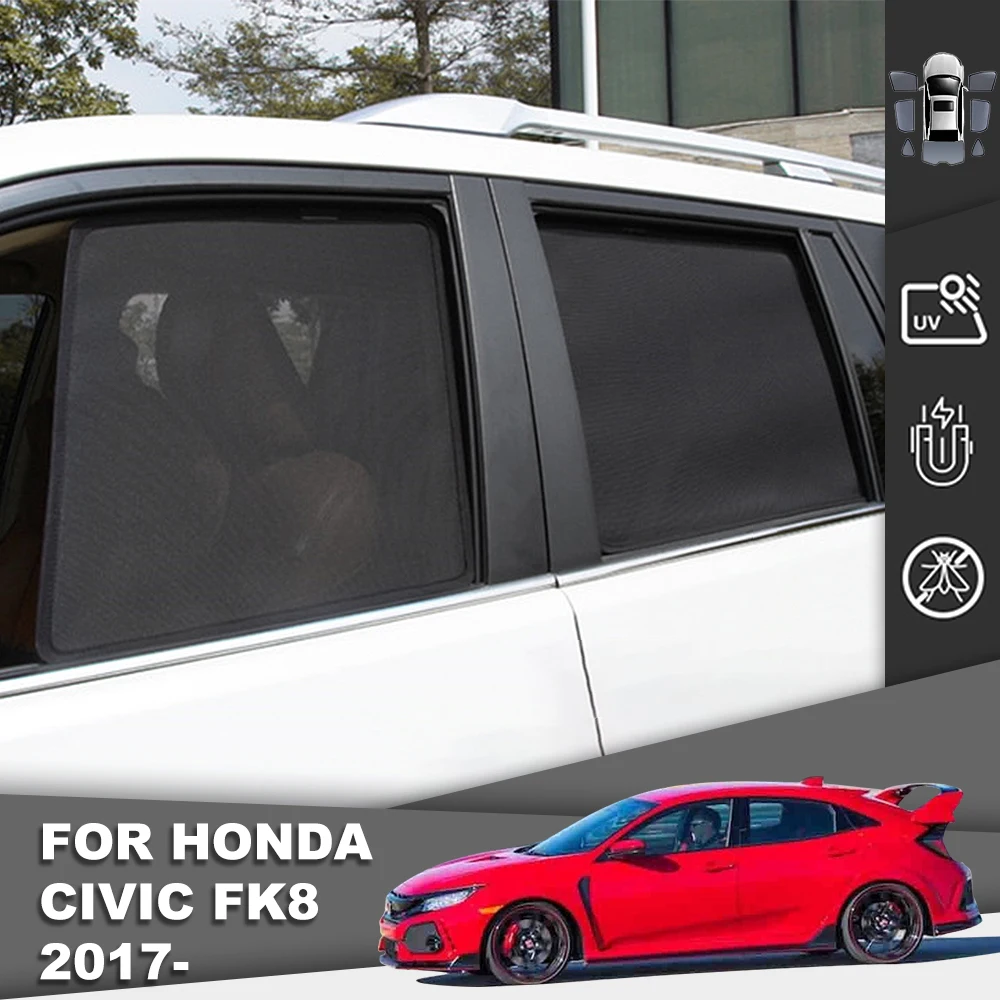 

For Honda CIVIC Hatchback FK8 2016 2017 2018 2019 2020 Car Sunshade Magnet Front Windshield Mesh Curtain Rear Window Sun Shade