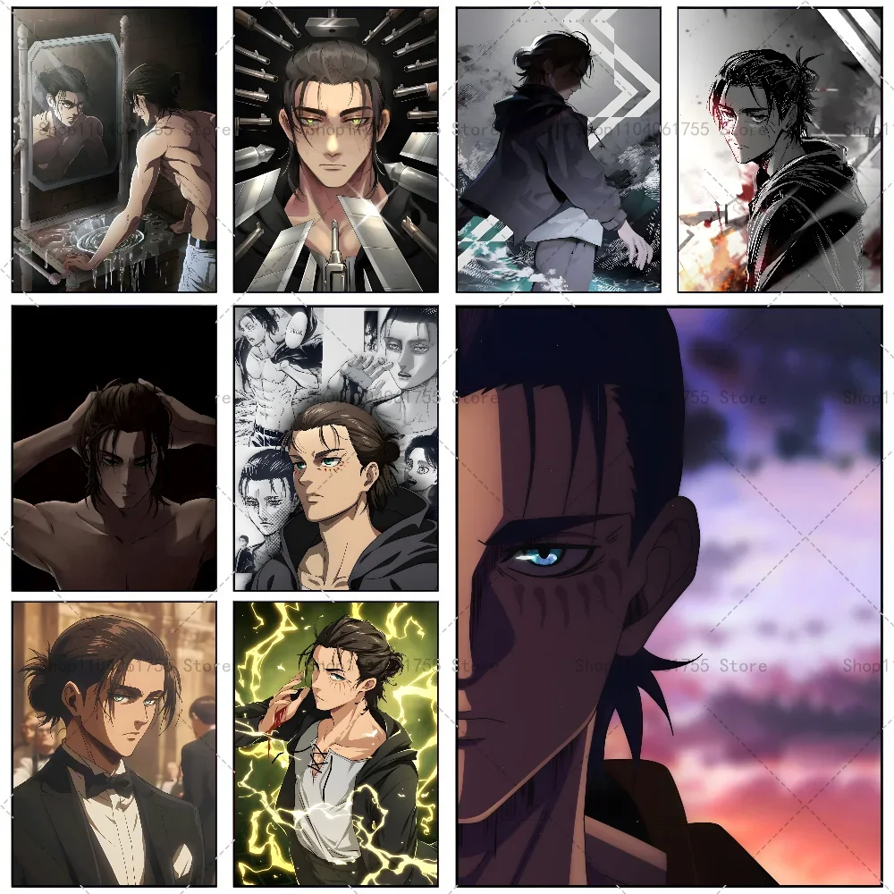 Плакат Эрена джингера из аниме атака на Титанов Самоклеящиеся украшения для стен