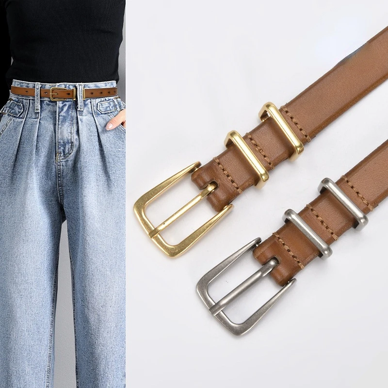 

Belt Women's Decorative Versatile Fashion Jeans Decorative Belt Top Layer Cowhide Retro Casual Belt New Luxury Thin Belt