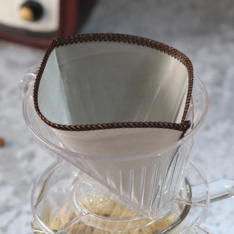 

New Coffee Filter Stainless Steel Filter Bag Household Manual V-shaped Cone American Coffee Machine Drip Filter Paper