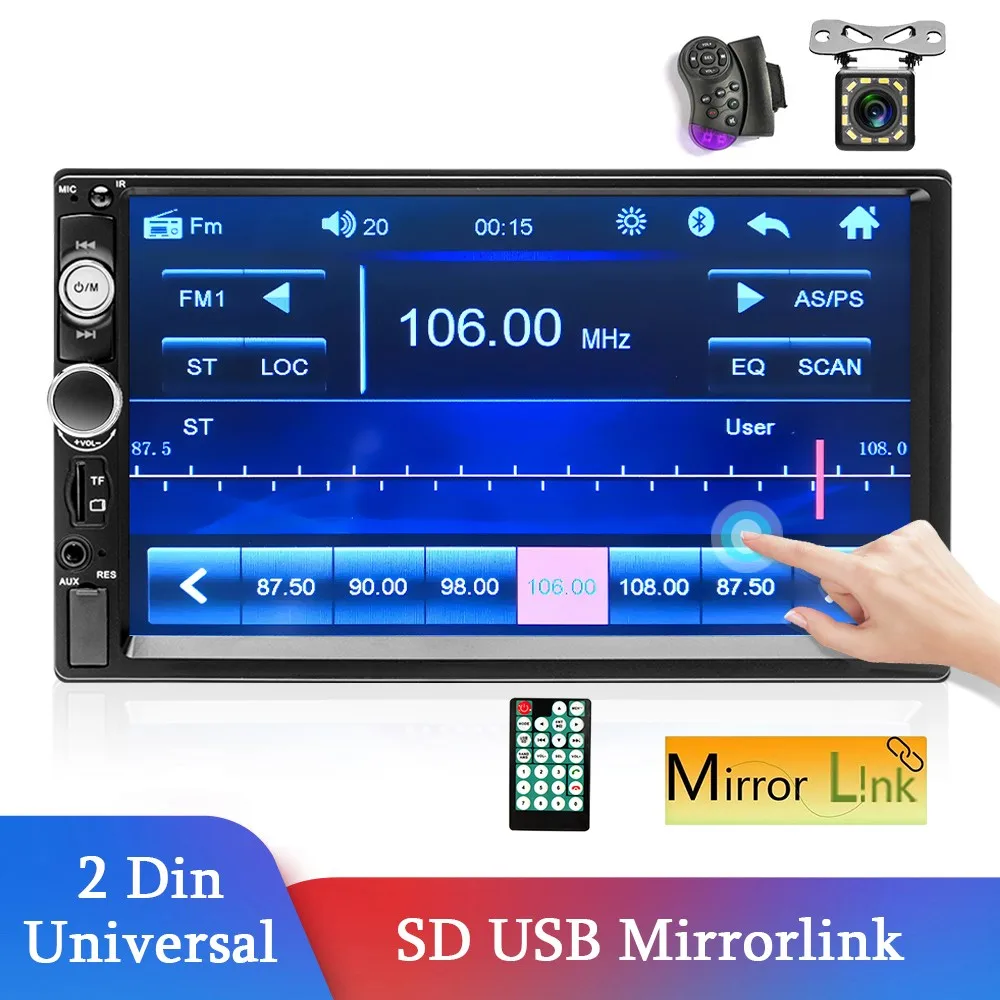 

Car Radio Stereo Bluetooth SD USB Mirrorlink HD 7" Touch Screen Audio Stereo MP5 Player For VW Toyota Nissan Polo