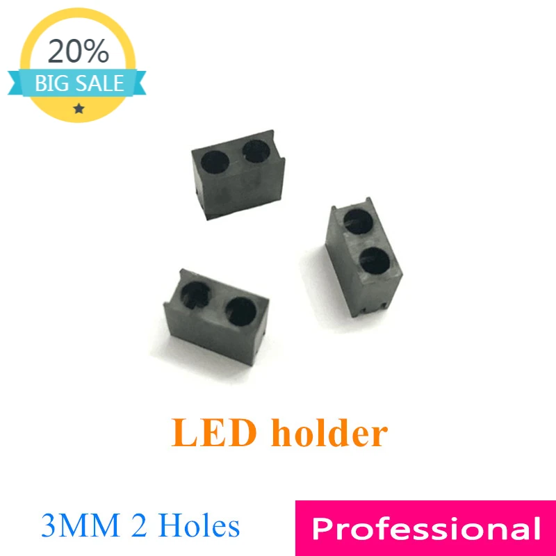 

Mosleader 20PCS F3 3mm LED holder Black plastic holder 2 holes Double hole Don't contain led Square Lamppost Lamp holder