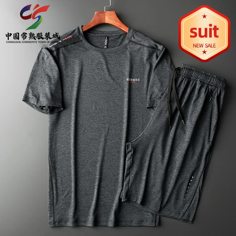

2023 г., Changshu Baishenghu, мужская повседневная футболка, мужские джоггеры, мужская спортивная одежда, комплект из 2 предметов, большие размеры
