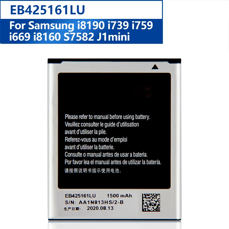 

Replacement Battery EB425161LU For Samsung i8190 I739 i759 I669 I8160 S7582 J1mini Replacement Phone Battery1500mAh