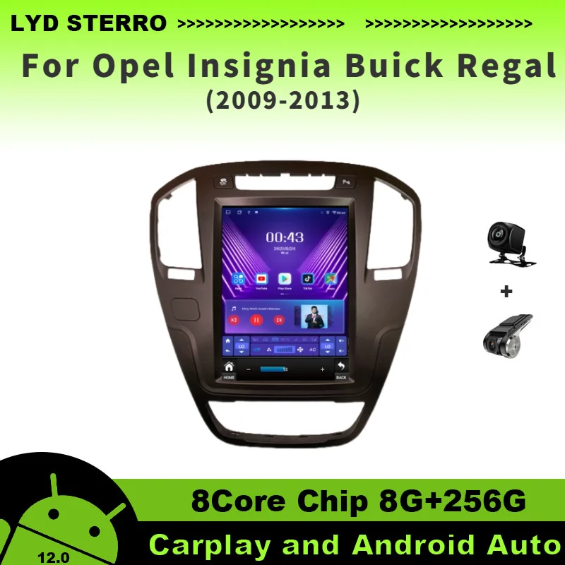 

LYD For Opel Insignia Buick Regal 2009-2013 Car Radio Video Player GPS Navigation 8Core Chip 8G+256G Android 12 Bluetooth DSP