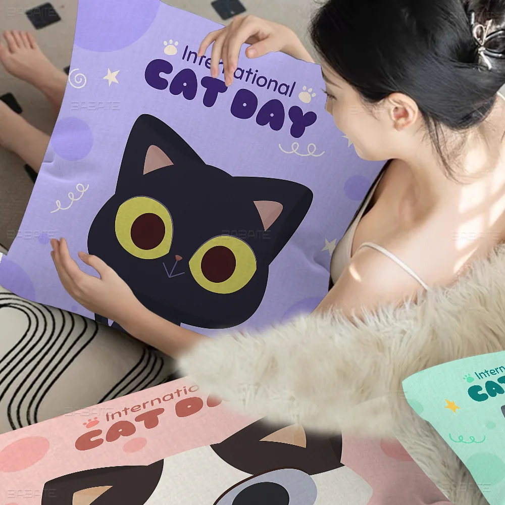 Cute Cat Pillow Gifts Home Office Furnishings Bedroom Sofa Car Cushion Cover Case 45x45cm