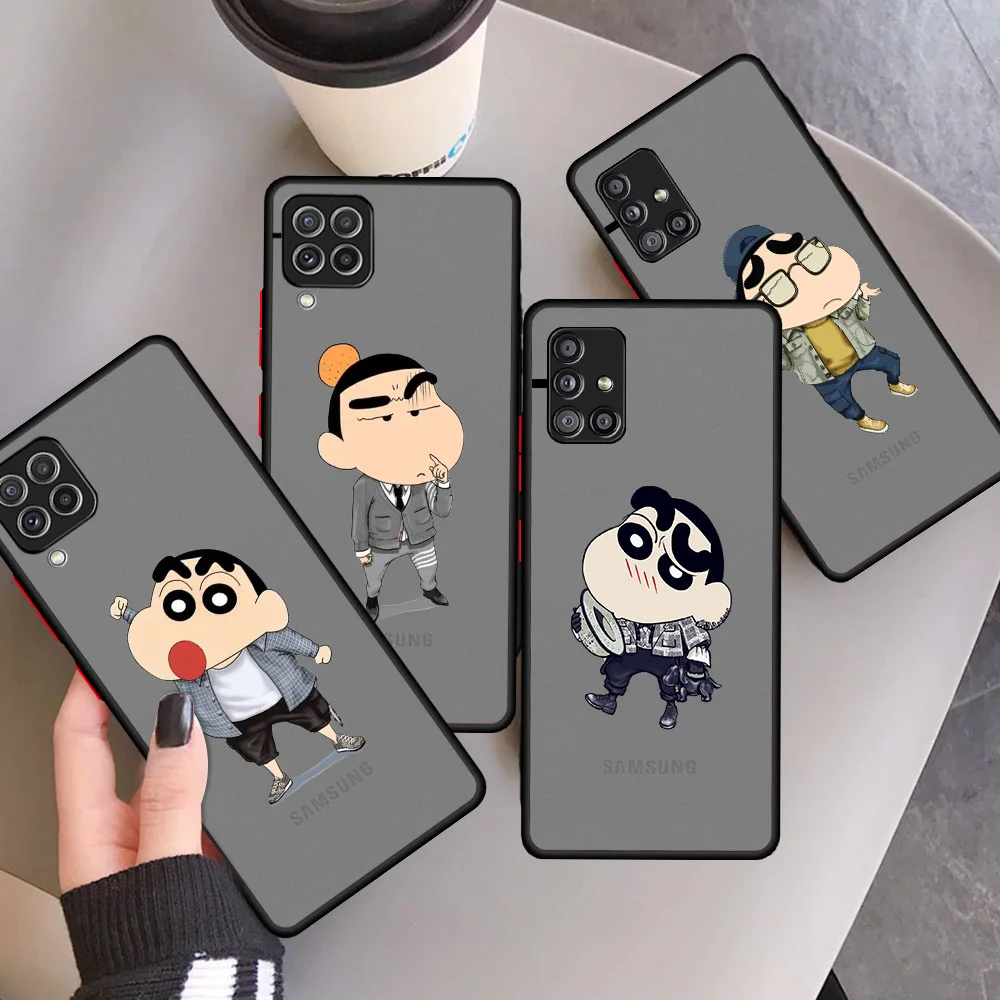 

Cool Crayon Shin Chan Matte Case For Samsung Galaxy A12 A52 A51 A53 A33 A71 A32 A31 A21 A70 A11 A22 Black Hard Phone Shell