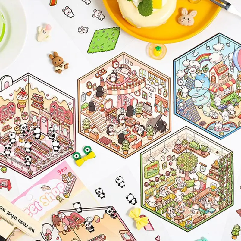 Наклейки сцены дома наклейки для забавной комнаты с героями мультфильмов милые