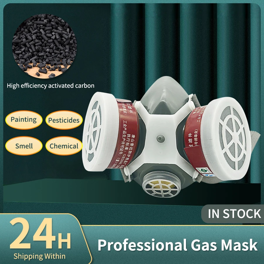 

Chemical Respirator Gas Mask Half Face Safety Anti-Dust Filters Organic Vapor Anti Pm2.5 Breathing Protect Workplace Face Mask