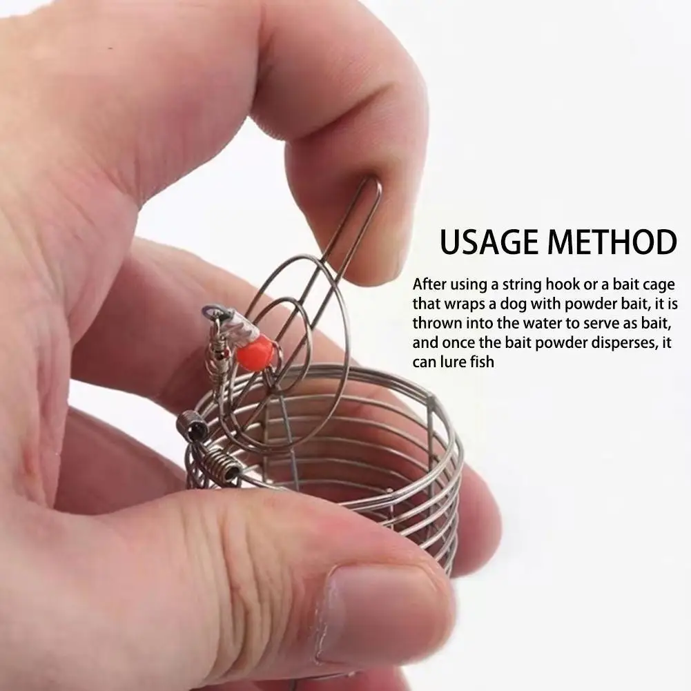

1pcs Stainless Steel Fishing Bait Cage Bait Casters Size Multi Accessories Fishing Fishing Equipment A4A7
