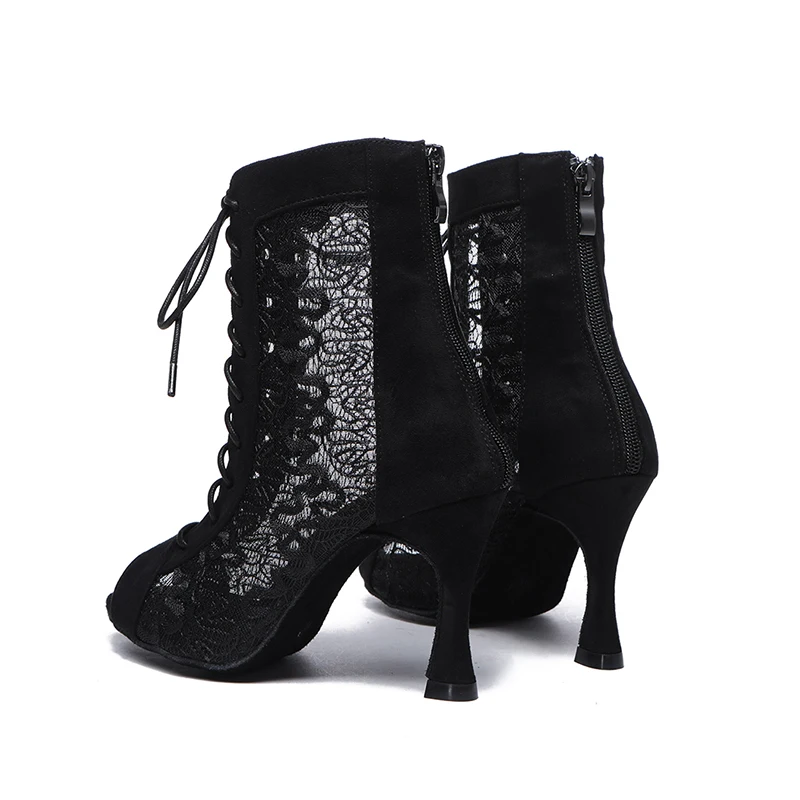 Women Heels For Dancing Woman's Latin Salsa Dance Shoes Girls Ballroom Modern Tango Shoes Ladies Salsa High Heeled Black Boots