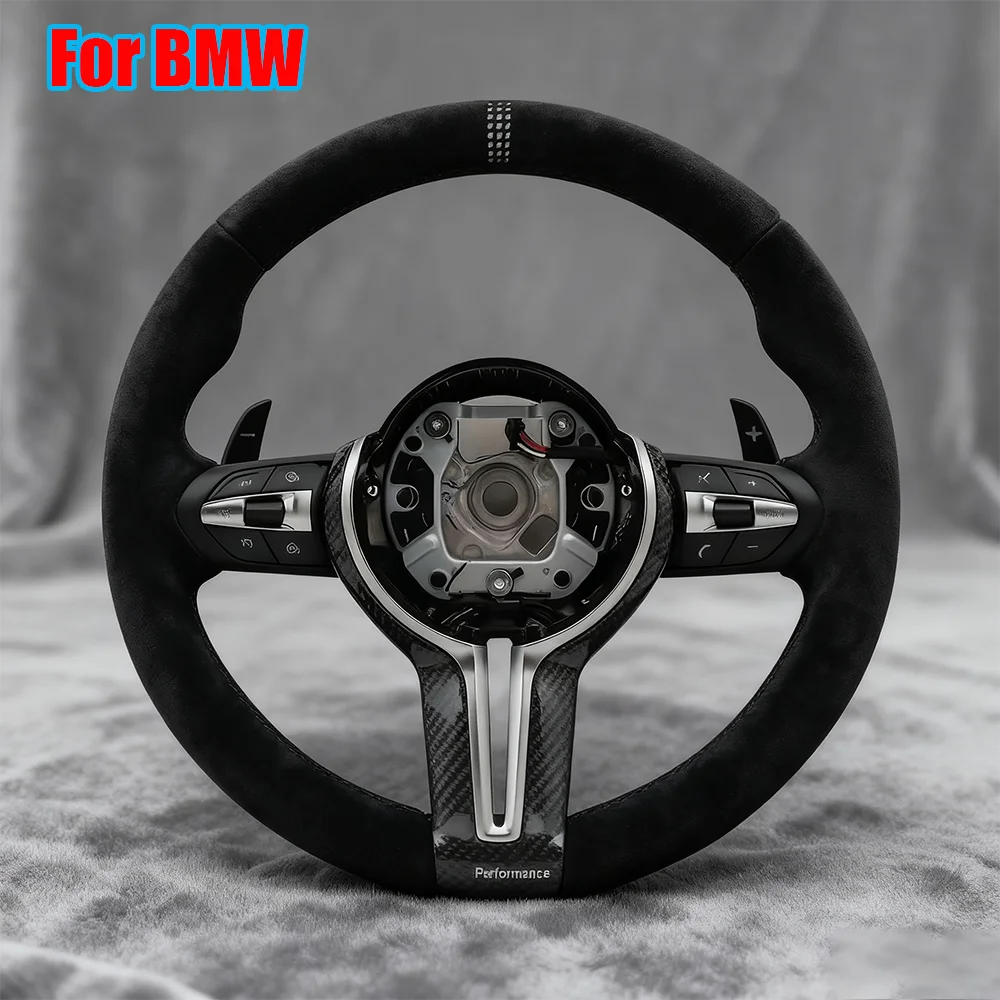Фото Руль M Sport с карбоновыми вставками в стиле CS с алькантарой для BMW F10 F20 F21 F22 F30 F31 F32 F36 M2 F87 M3 F80 M4 F82 F15 F16 №1