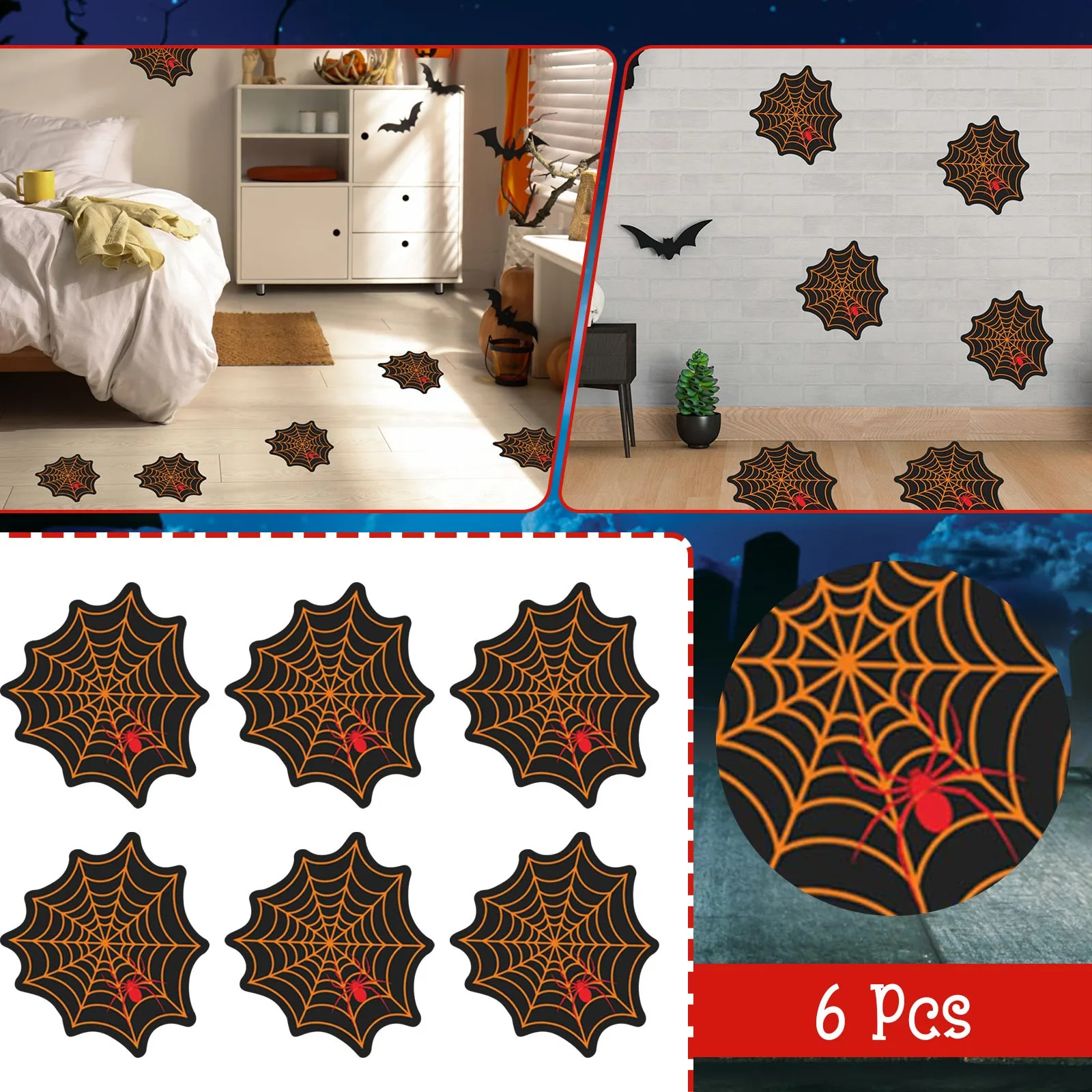 

Limo Studio Light Tripod Halloween Round Floor Stickers Creative Pumpkin Head Expression Stickers Horror Eyes Party Holiday