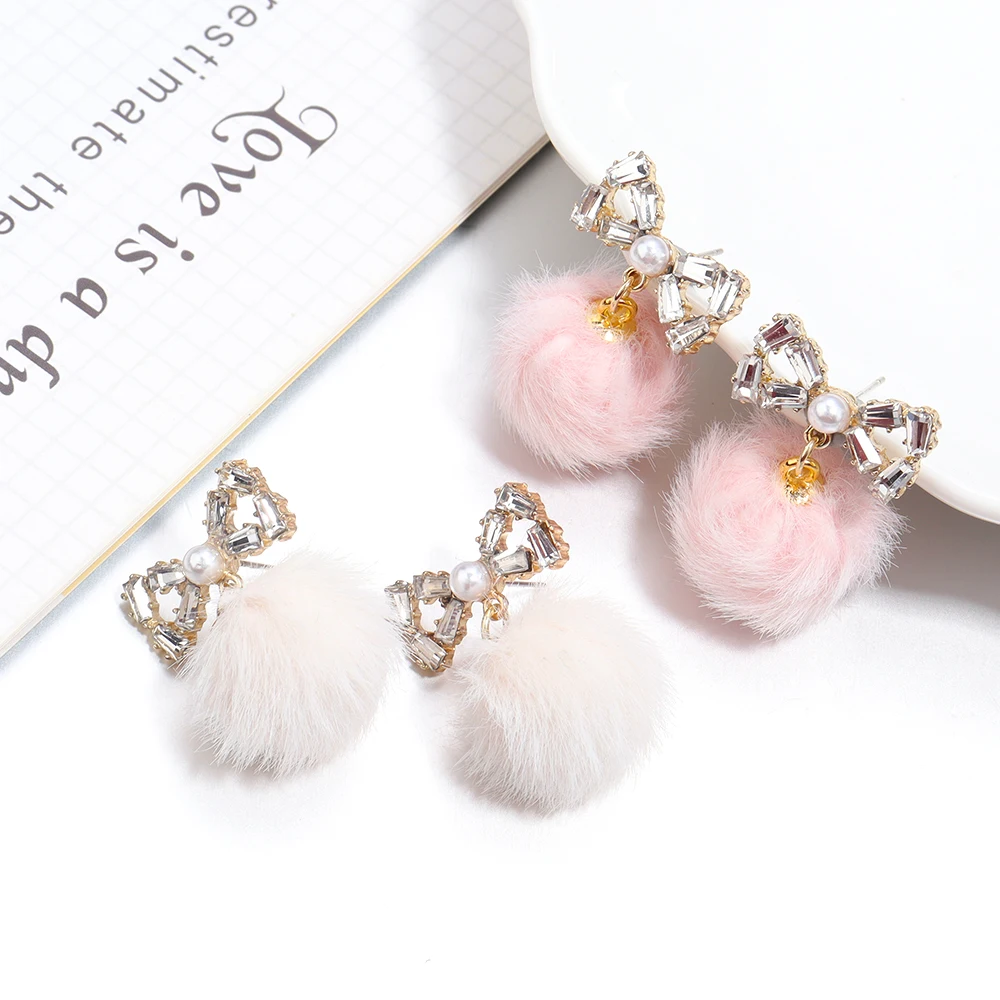 1 пара 21x10 мм серьги из сплава с жемчугом и бантом бархатный шар милые быстрое