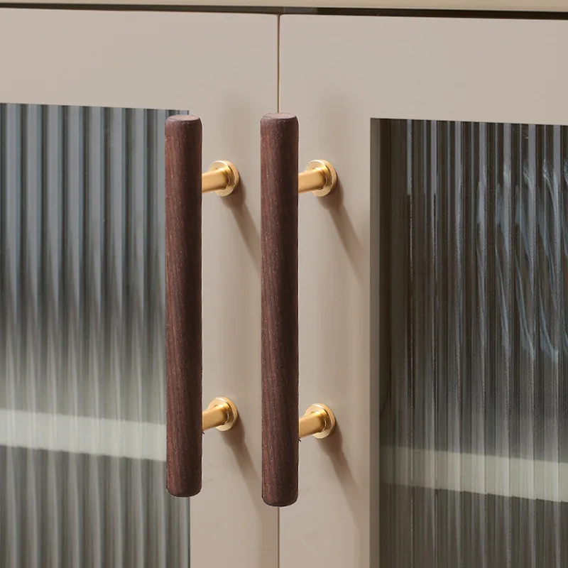 Латунная ручка шкафа из орехового дерева для мебельного ящика массива легкая