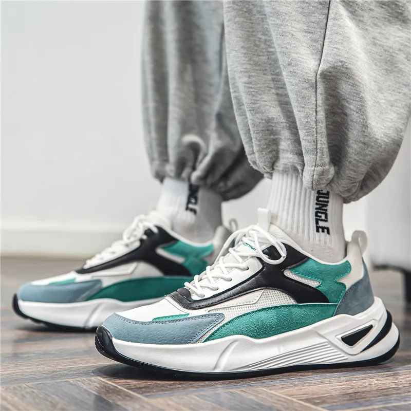 

Кроссовки мужские спортивные на толстой подошве, повседневные Сникерсы для бега, Нескользящие удобные прогулочные кеды на платформе, теннисные шлейфы, 39-44