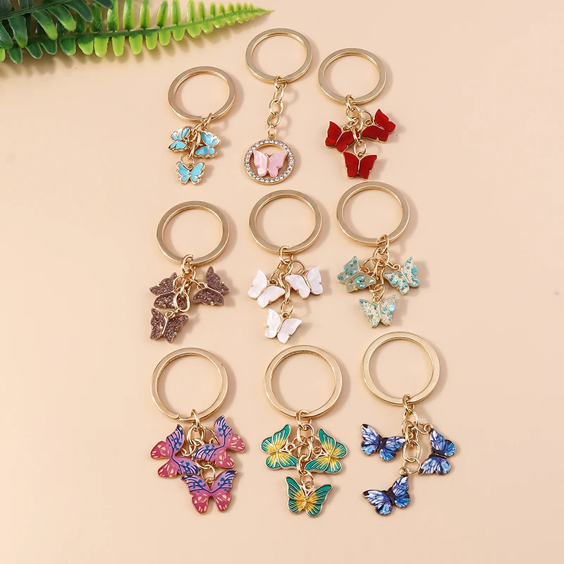 60 colors New Design Lovely Resin Butterfly Keychains Key Holder Butterfly Key Rings for Key Chain for Ladies Accessories images - 6