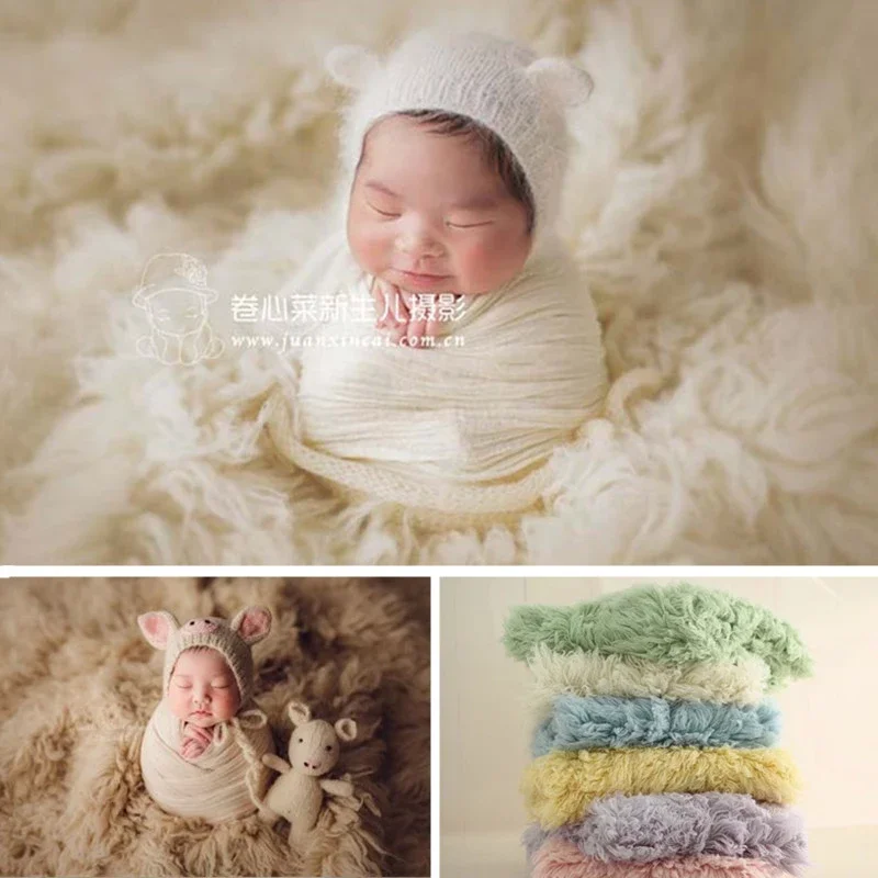 150x90cm Newborn Photography Background Mat Curly Greek Wool Blanket Baby Photo Shooting Props Boys and Girls Photo Accessories