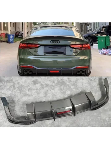 Для Audi A5 S5 Sportback 2020 2021 2022 2023, задний бампер из настоящего углеродного волокна, диффузор для багажника, спойлер, крышка