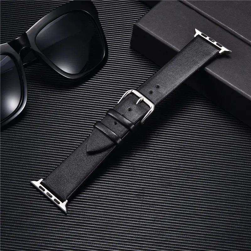 Ремешок для часов ультратонкий из телячьей кожи мягкий кожаный браслет Apple Watch Ultra