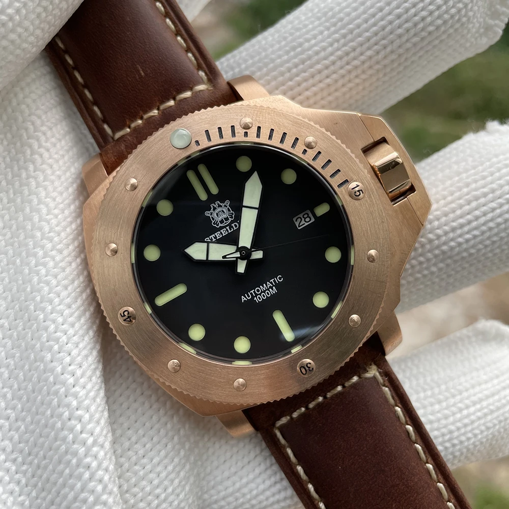 

Steeldive 1959S 46MM Solid Bronze Diver Watch Men Super Luminous C3 Sapphire Glass 1000M NH35 Automatic Mechanical Diving Watch