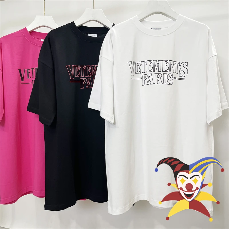 

Vetements T-Shirt Men Women Rose Red Stroke Letter Short Sleeve Oversized Spring Summer VTM Tee