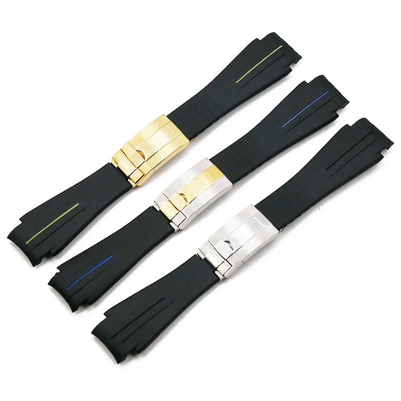 

Ремешок для часов 20 дюймов 21 мм, силиконовый браслет с застежкой для часов Rolex GMT, яхта Master, водяной призрак, подводная серия, мужские аксессуа...