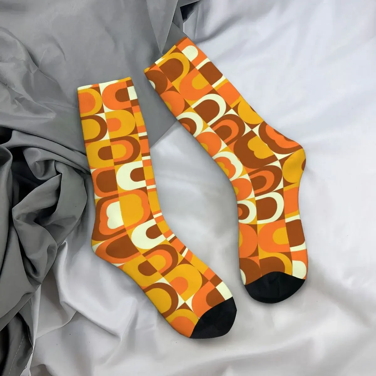 Носки в стиле ретро 70s апельсиновые и коричневые впитывающие пот чулки Харадзюку