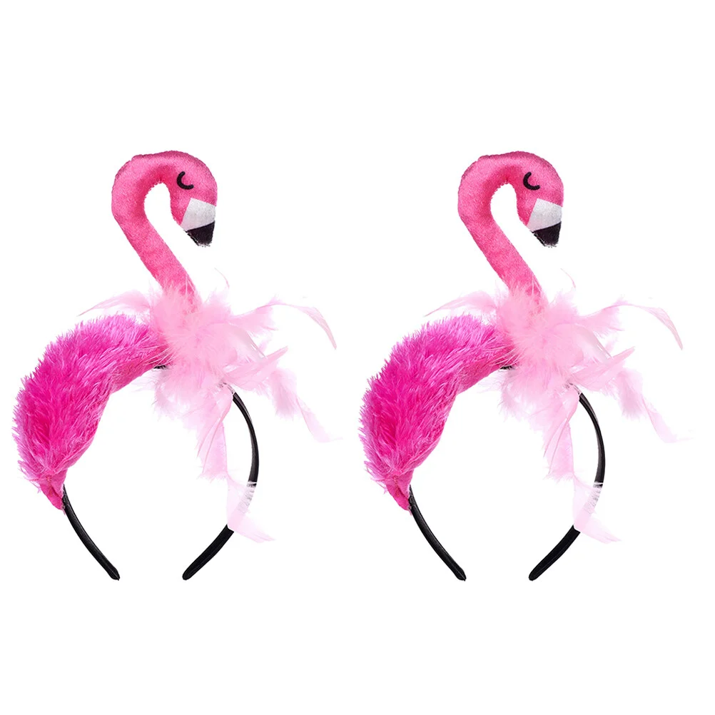 

2 Pcs Tiara Girls Animal Funny Hair Band Prop Birthday Party Kids Flamingo Headdress Make Lovely Headband Velvet Cosplay Child