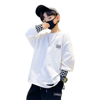 new fashion white tshirts for kids boys cotton pullover long sleeve tops spring autumn teenage bottoming shirts 4 8 12 14 years