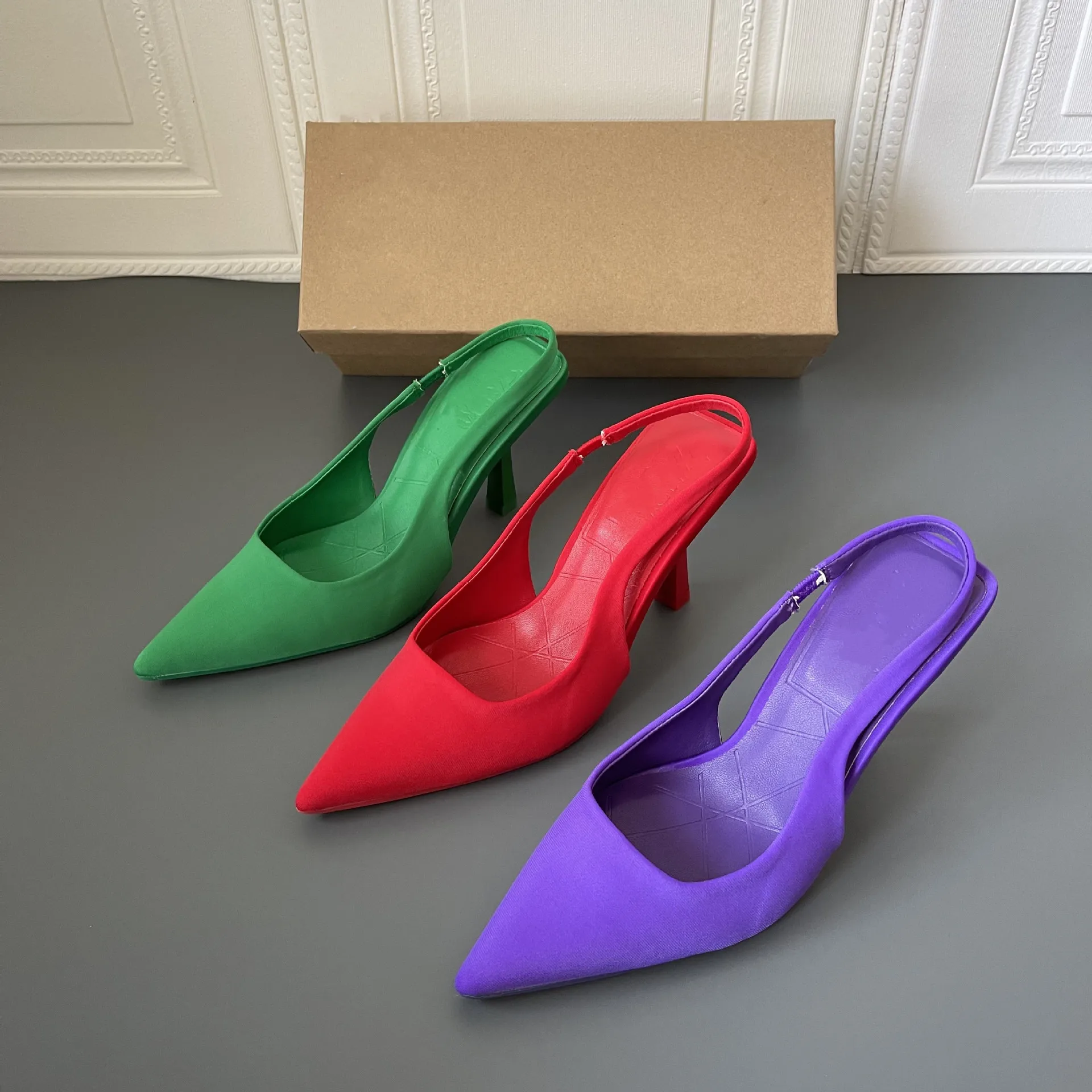

2022 New Summer Women Sandals Sexy High Heel Sandal Shoes Woman High Heels Pointed Tip Lady Banquet Pump Shoes Large Size 35~42