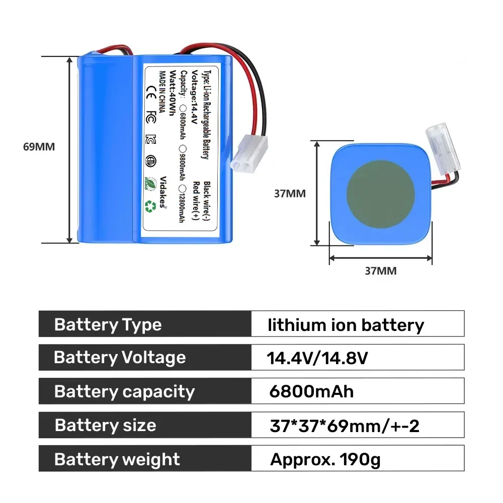 Фото Новый литий-ионный аккумулятор 4S1P 14,4 В 6800 мАч, для XIAOMI MIJIA Mi Robot Vacuum-Mop Essential G1 MJSTG1, SKV4136GL H18650CH R30 R35 ✔ №4