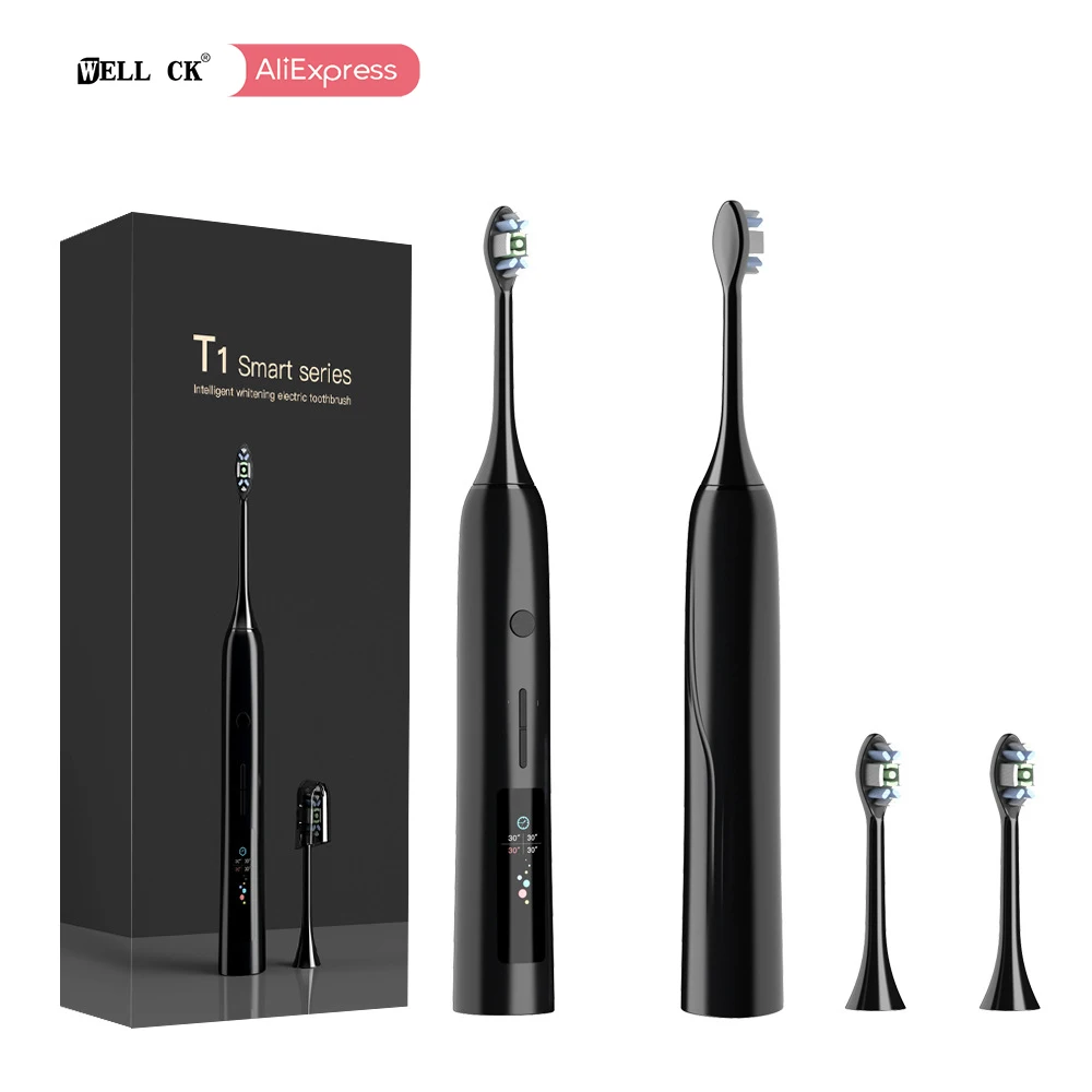 WellCK T1 Smart Sonic Electrical Toothbrush Set Rechargeable Automatic Ultrasonic Teethbrushes IPX7 Ultrasound Whitener