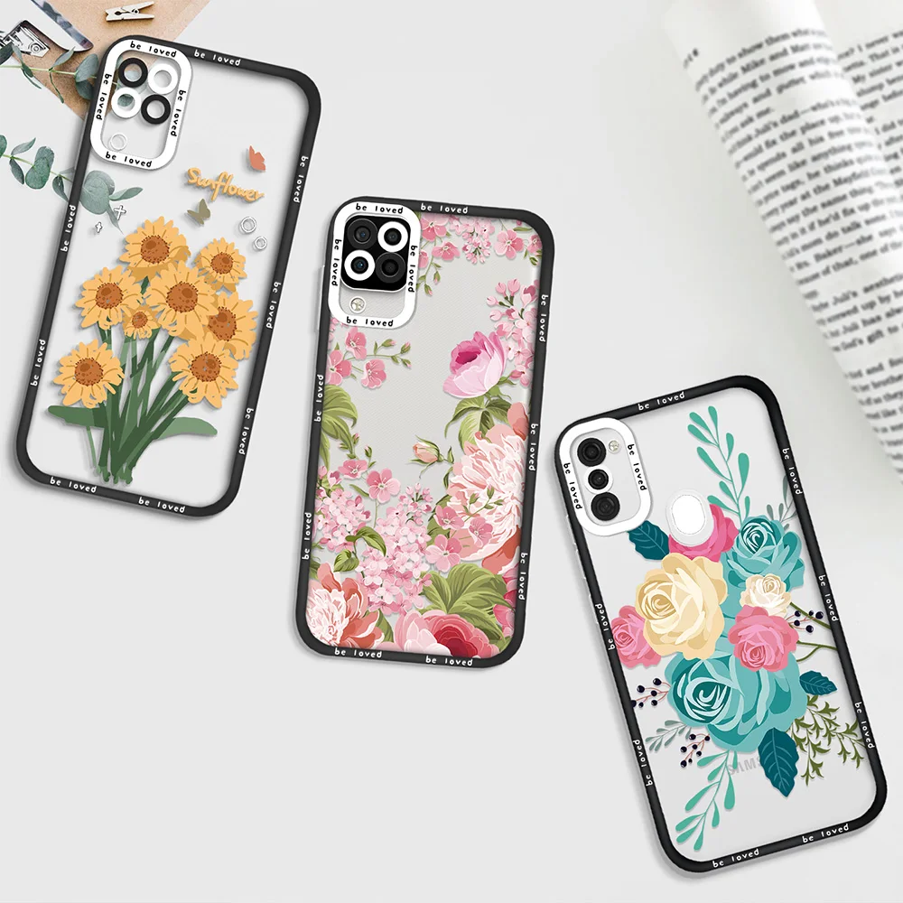 

Sunflower Transparent Phone Case for Samsung A11 A12 A71 A21S A32 4G A52 A52S A53 5G A72 S22 Plus S22Ultra Shockproof Back Cover