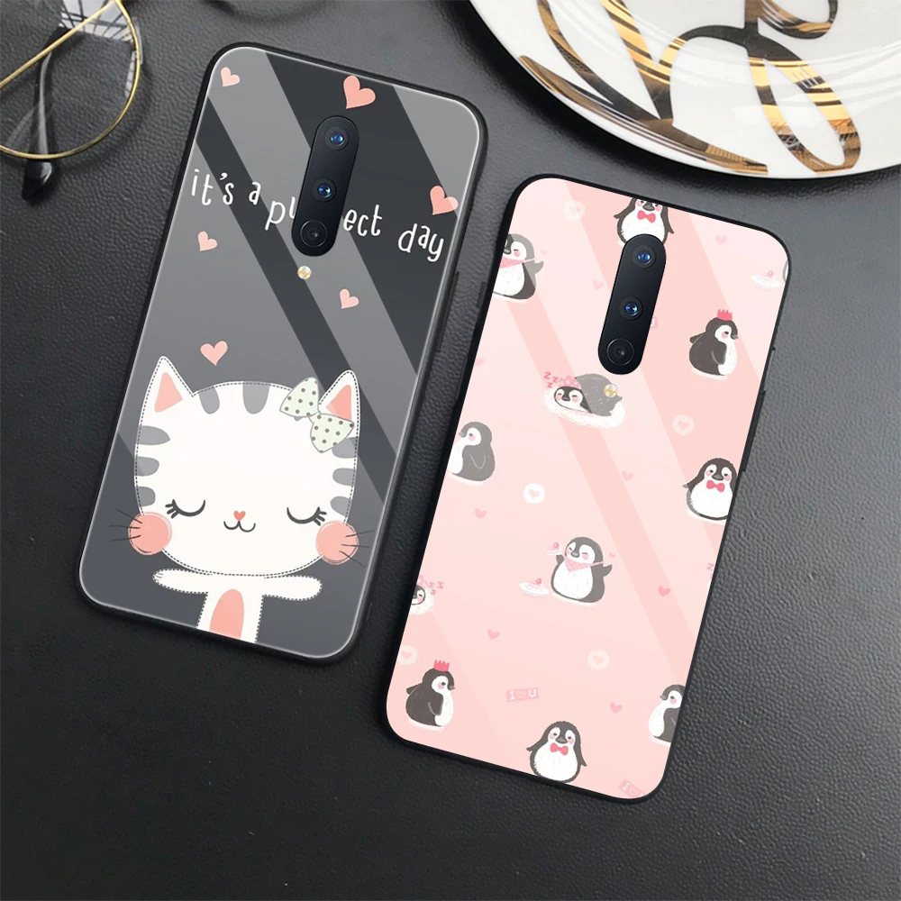 

Cartoon Cute Cat Case for OnePlus 8 9 7 10 Pro 7T 8T 9Pro 9R 9RT 5 5T 6 6T Nord N20 N10 2 5G N100 Glass Cover Bumper Fundas