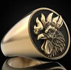 Ofertas Оптовая Продажа Панк властная из эмалированного сплава петух головы кольца для мужчин и женщин; Цвет золотистый, серебристый Цвет, модное ювелирное изделие для вечерние друзей