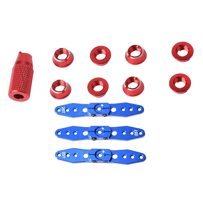 

Radio Transmitter Switch Fixed Nut & Installation Spanner With 3PCS Aluminum Steering Servo Horn Arm 25T